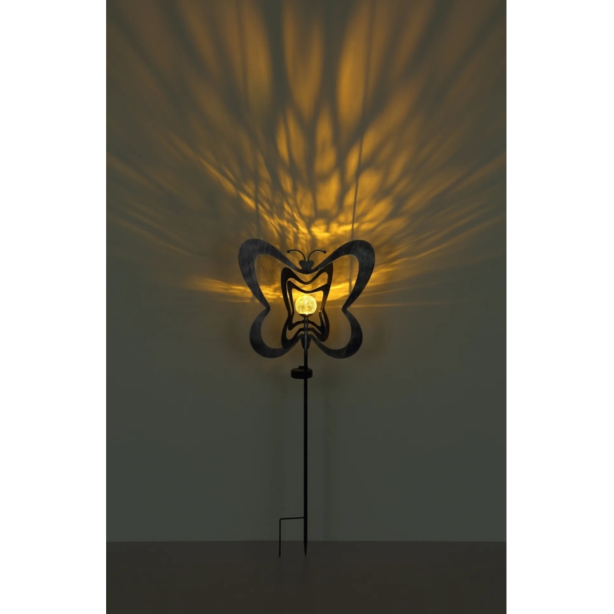 Globo - LED solarlampe LED/3V IP44 300 mAh sølv sommerfugl