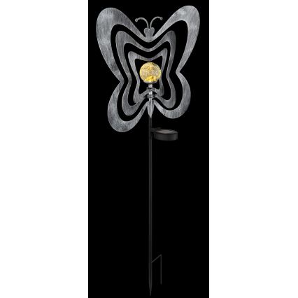 Globo - LED solarlampe LED/3V IP44 300 mAh sølv sommerfugl