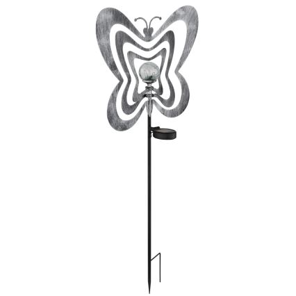 Globo - LED solarlampe LED/3V IP44 300 mAh sølv sommerfugl
