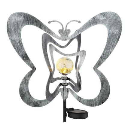 Globo - LED solarlampe LED/3V IP44 300 mAh sølv sommerfugl
