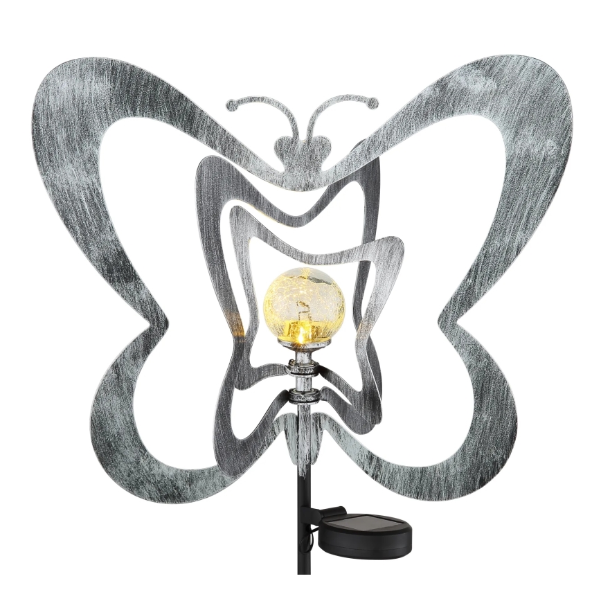 Globo - LED solarlampe LED/3V IP44 300 mAh sølv sommerfugl