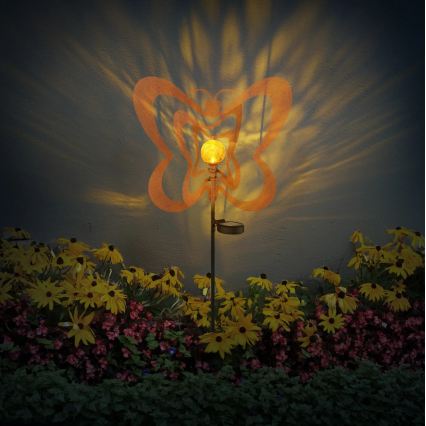 Globo - LED solcellelampe LED/3V IP44 300 mAh rustfarvet sommerfugl