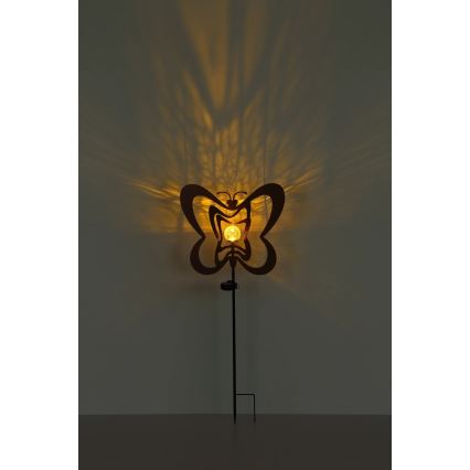 Globo - LED solcellelampe LED/3V IP44 300 mAh rustfarvet sommerfugl