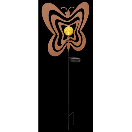 Globo - LED solcellelampe LED/3V IP44 300 mAh rustfarvet sommerfugl