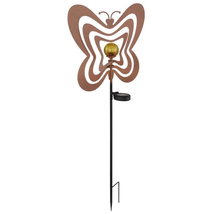 Globo - LED solcellelampe LED/3V IP44 300 mAh rustfarvet sommerfugl