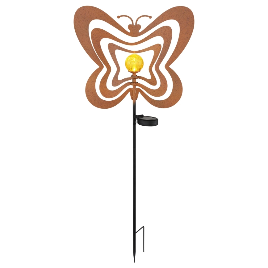 Globo - LED solcellelampe LED/3V IP44 300 mAh rustfarvet sommerfugl