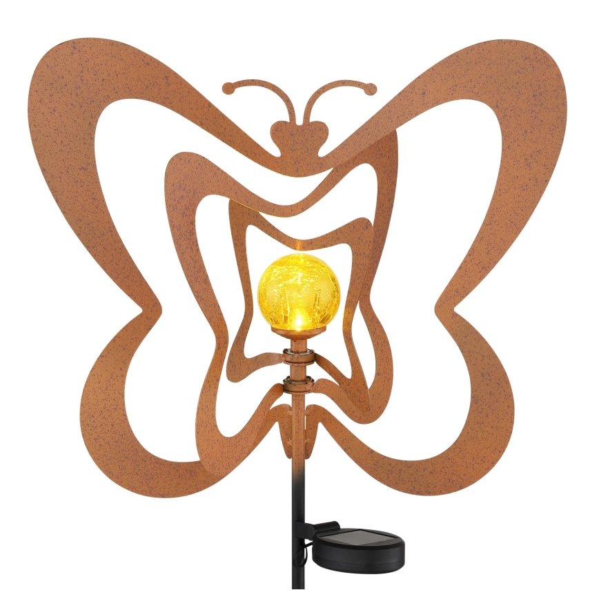 Globo - LED solcellelampe LED/3V IP44 300 mAh rustfarvet sommerfugl