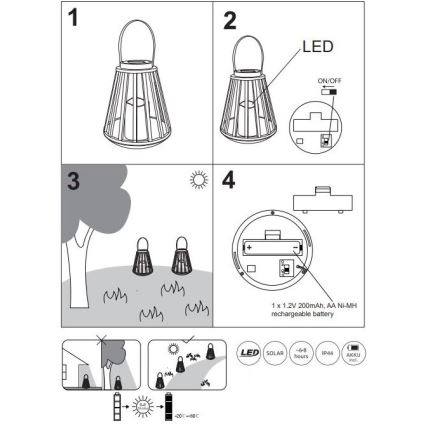Globo - LED solcellelampe LED/0,06W/3V 3200K IP44