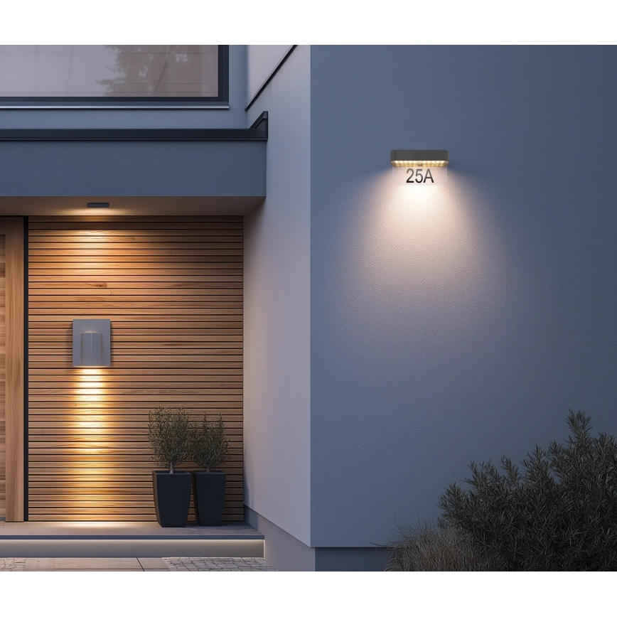 Globo - LED solcelledrevet husnummerskilt LED/6W/3,7V IP54 1800 mAh