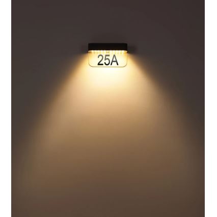 Globo - LED solcelledrevet husnummerskilt LED/6W/3,7V IP54 1800 mAh