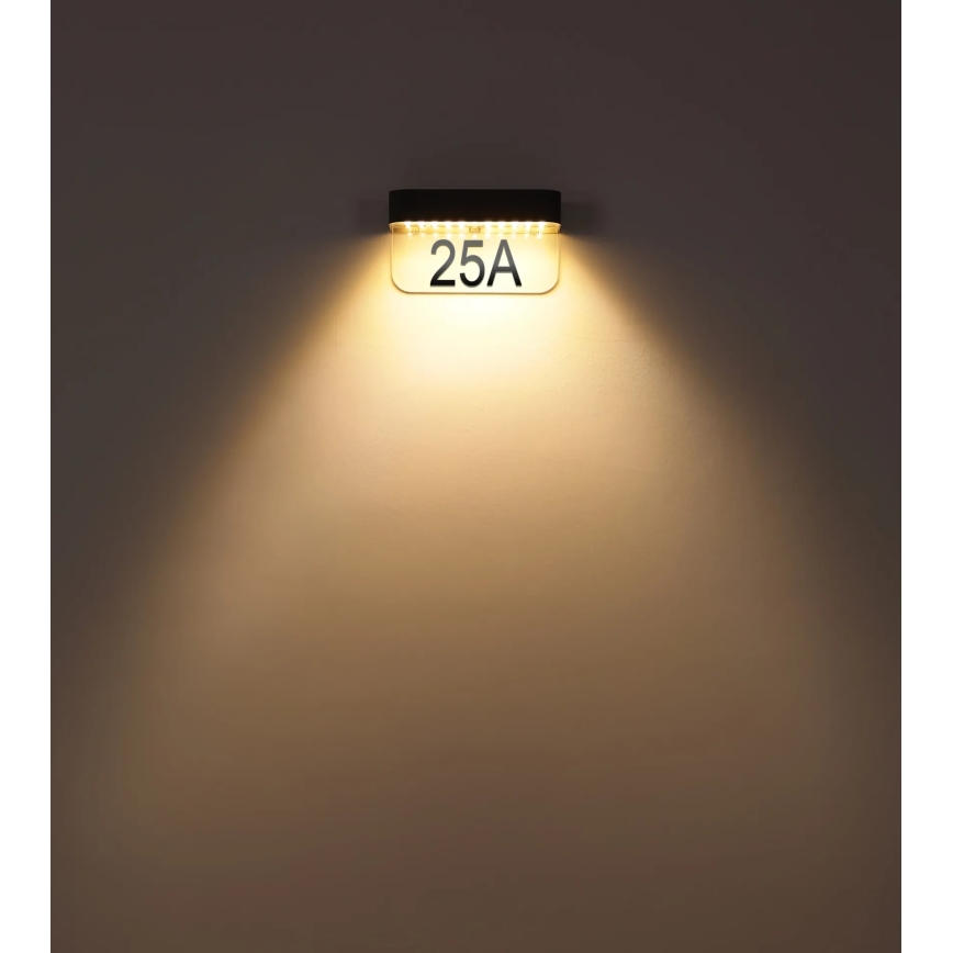 Globo - LED solcelledrevet husnummerskilt LED/6W/3,7V IP54 1800 mAh