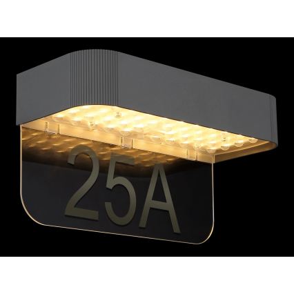 Globo - LED solcelledrevet husnummerskilt LED/6W/3,7V IP54 1800 mAh