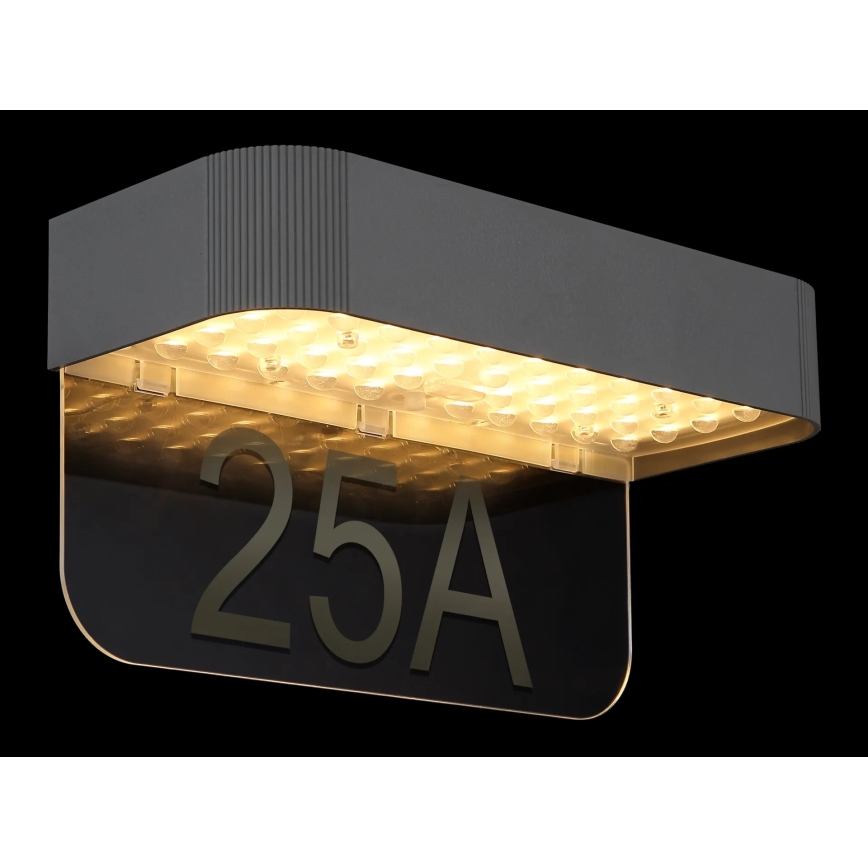 Globo - LED solcelledrevet husnummerskilt LED/6W/3,7V IP54 1800 mAh