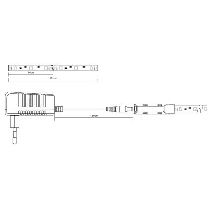 Globo - LED strip m. RGB-farver dæmpbar LED/6W/230V 1 m + fjernbetjening