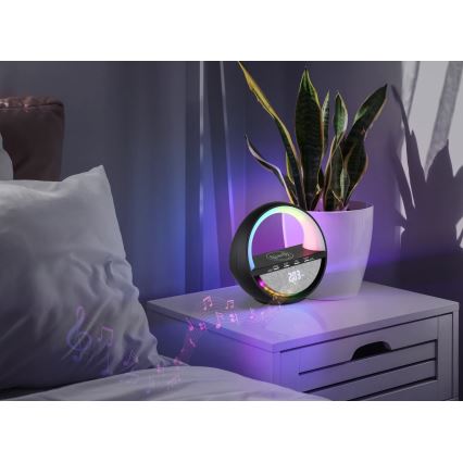 Globo - LED RGBW berøringsbetjent genopladelig bordlampe med højttaler og trådløs QI-opladning LED/3,5W/5V 1800 mAh