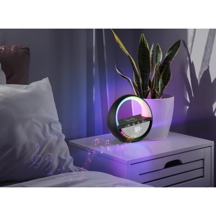 Globo - LED RGBW berøringsbetjent genopladelig bordlampe med højttaler og trådløs QI-opladning LED/3,5W/5V 1800 mAh