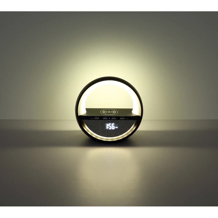 Globo - LED RGBW berøringsbetjent genopladelig bordlampe med højttaler og trådløs QI-opladning LED/3,5W/5V 1800 mAh