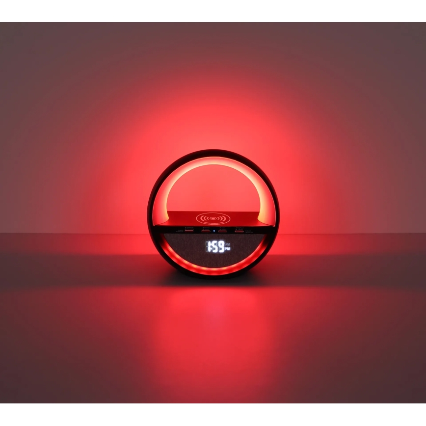 Globo - LED RGBW berøringsbetjent genopladelig bordlampe med højttaler og trådløs QI-opladning LED/3,5W/5V 1800 mAh