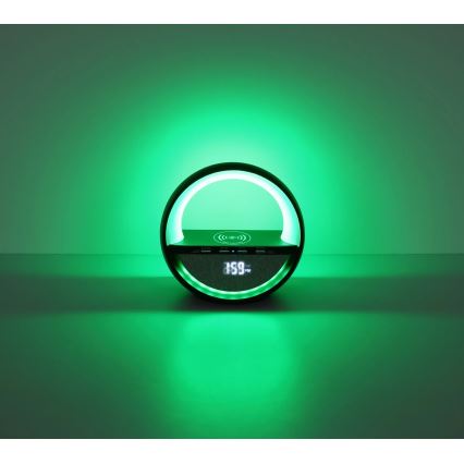 Globo - LED RGBW berøringsbetjent genopladelig bordlampe med højttaler og trådløs QI-opladning LED/3,5W/5V 1800 mAh