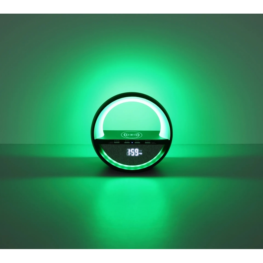 Globo - LED RGBW berøringsbetjent genopladelig bordlampe med højttaler og trådløs QI-opladning LED/3,5W/5V 1800 mAh