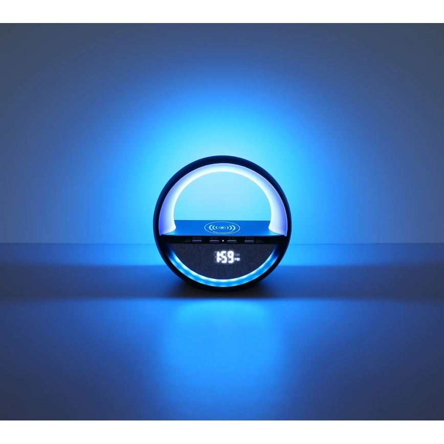 Globo - LED RGBW berøringsbetjent genopladelig bordlampe med højttaler og trådløs QI-opladning LED/3,5W/5V 1800 mAh