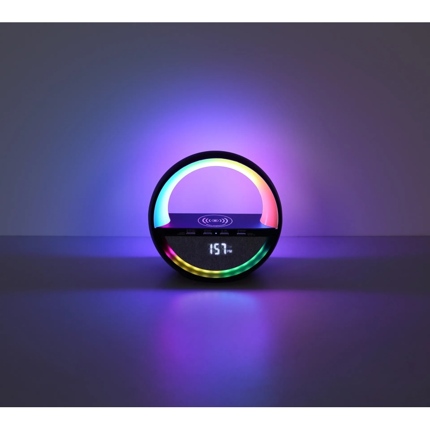Globo - LED RGBW berøringsbetjent genopladelig bordlampe med højttaler og trådløs QI-opladning LED/3,5W/5V 1800 mAh