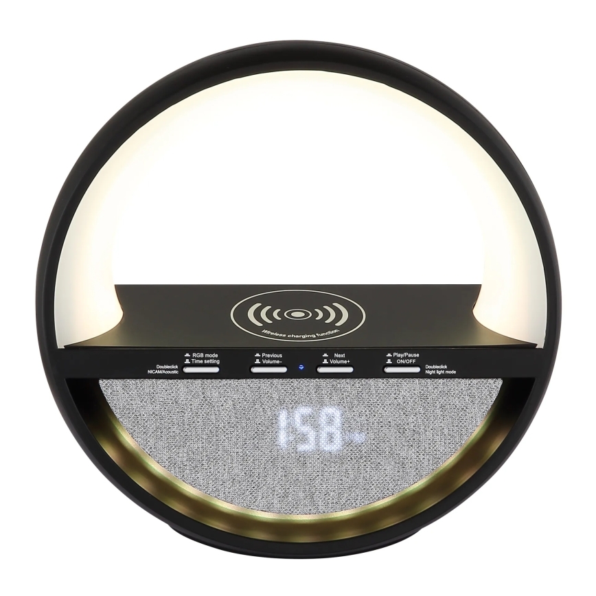 Globo - LED RGBW berøringsbetjent genopladelig bordlampe med højttaler og trådløs QI-opladning LED/3,5W/5V 1800 mAh