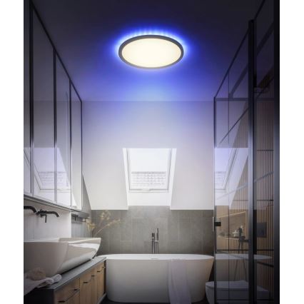 Globo - LED loftlampe til badeværelse m. RGB-farver dæmpbar LED/18W/230V 3000-6000K + fjernbetjening IP44 sort