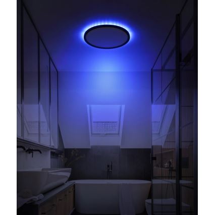 Globo - LED loftlampe til badeværelse m. RGB-farver dæmpbar LED/18W/230V 3000-6000K + fjernbetjening IP44 sort