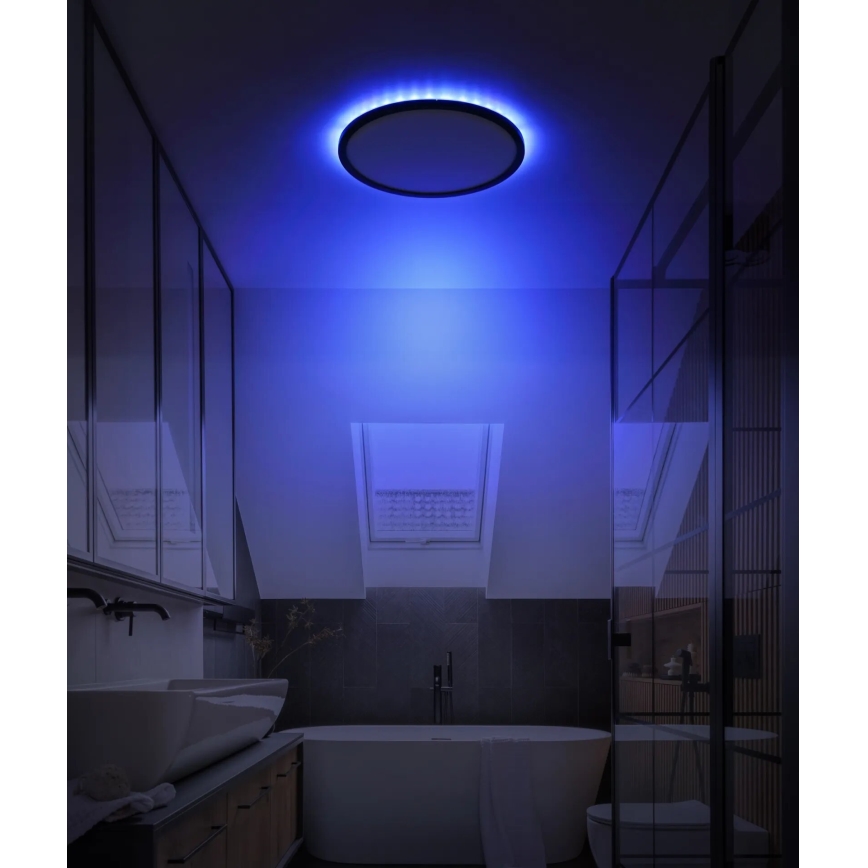 Globo - LED loftlampe til badeværelse m. RGB-farver dæmpbar LED/18W/230V 3000-6000K + fjernbetjening IP44 sort