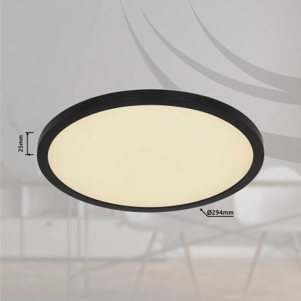 Globo - LED loftlampe til badeværelse m. RGB-farver dæmpbar LED/18W/230V 3000-6000K + fjernbetjening IP44 sort