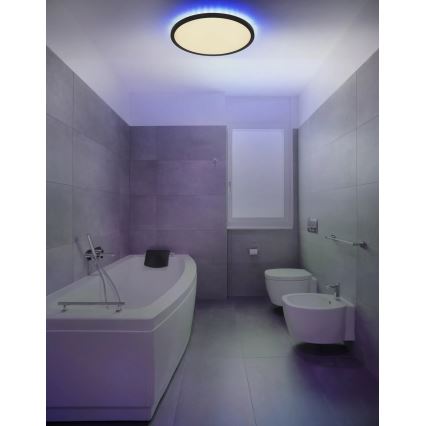 Globo - LED loftlampe til badeværelse m. RGB-farver dæmpbar LED/21W/230V 3000-6000K + fjernbetjening IP44 sort