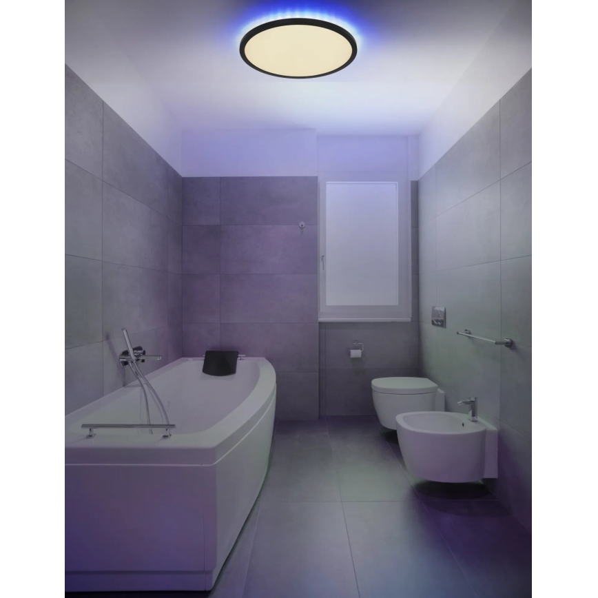 Globo - LED loftlampe til badeværelse m. RGB-farver dæmpbar LED/21W/230V 3000-6000K + fjernbetjening IP44 sort