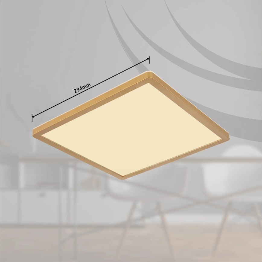 Globo - LED loftlampe til badeværelse dæmpbar LED/18W/230V 3000K IP44 29,4x29,4 cm messing