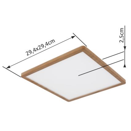 Globo - LED loftlampe til badeværelse dæmpbar LED/18W/230V 29,4x29,4 cm IP44 brun