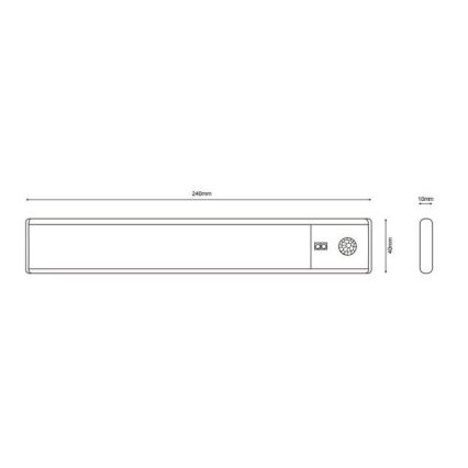 Globo - LED underskabslampe dæmpbar og genopladelig LED/1,4W/5V 4000K 1100 mAh 24 cm