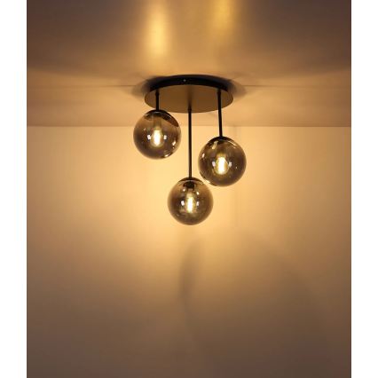 Globo - Overflademonteret lysekrone 3xE14/25W/230V, sort