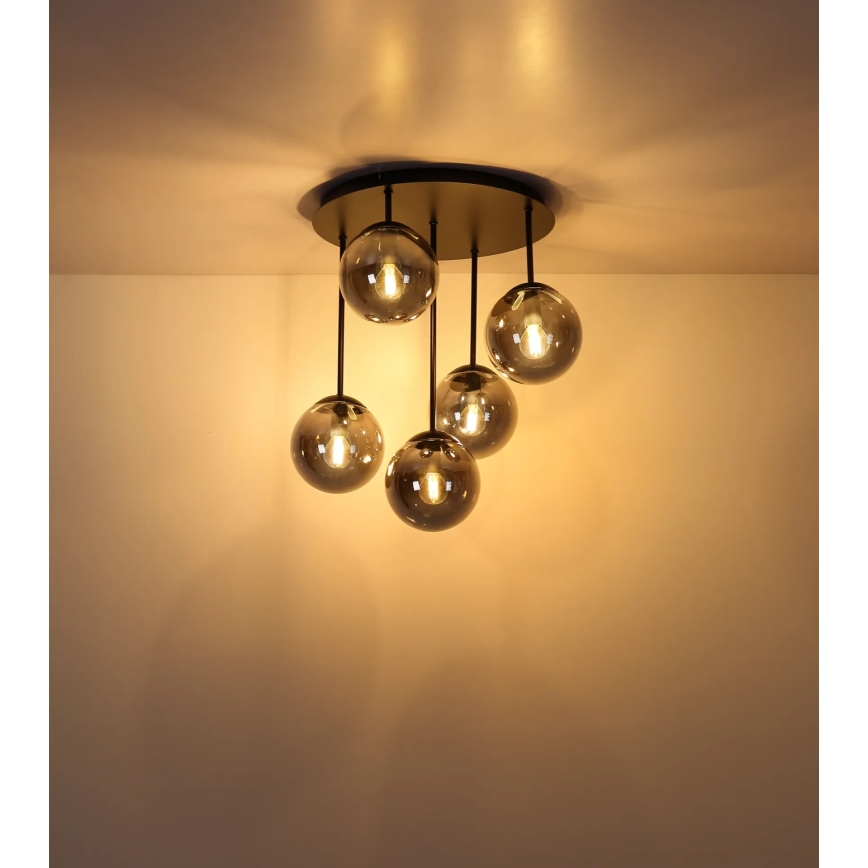 Globo - Loftmonteret lysekrone 5xE14/25W/230V sort