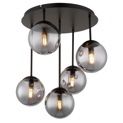 Globo - Loftmonteret lysekrone 5xE14/25W/230V sort