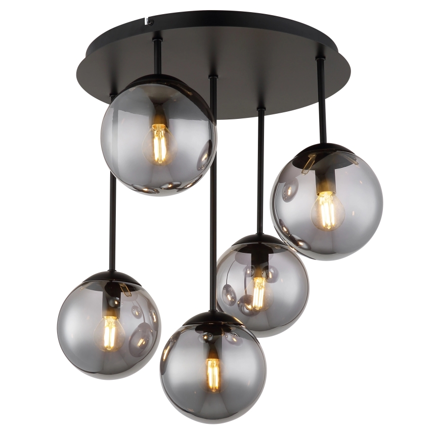 Globo - Loftmonteret lysekrone 5xE14/25W/230V sort