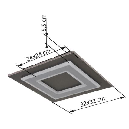 Globo - LED loftlampe LED/24W/230V 3000K 32x32 cm antracit
