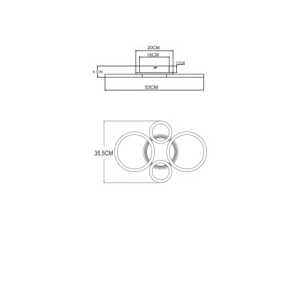 Globo - LED-loftlampe LED/40W/230V 2700/4500/6500K mål 35,5x53 cm messing