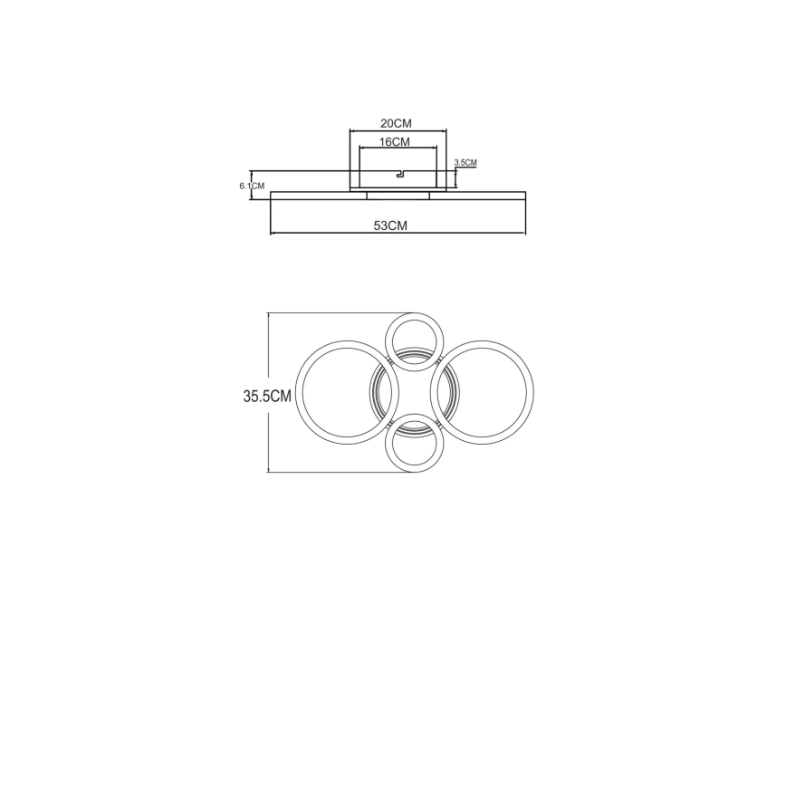 Globo - LED-loftlampe LED/40W/230V 2700/4500/6500K mål 35,5x53 cm messing