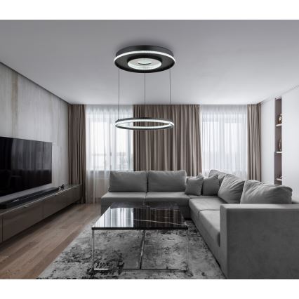 Globo - LED dæmpbar loftlampe på kabel LED/54W/230V 2700-6500K Ø 60 cm sort + fjernbetjening