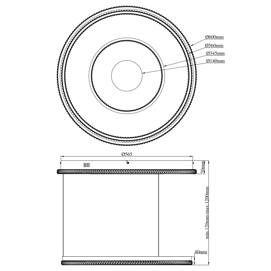 Globo - LED dæmpbar loftlampe på kabel LED/54W/230V 2700-6500K Ø 60 cm sort + fjernbetjening