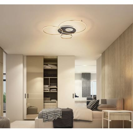 Globo - Dæmpbar LED-loftlampe LED/54W/230V 2700-6500K 90x70 cm antracit/guld + fjernbetjening