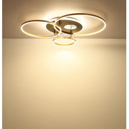 Globo - Dæmpbar LED-loftlampe LED/54W/230V 2700-6500K 90x70 cm antracit/guld + fjernbetjening