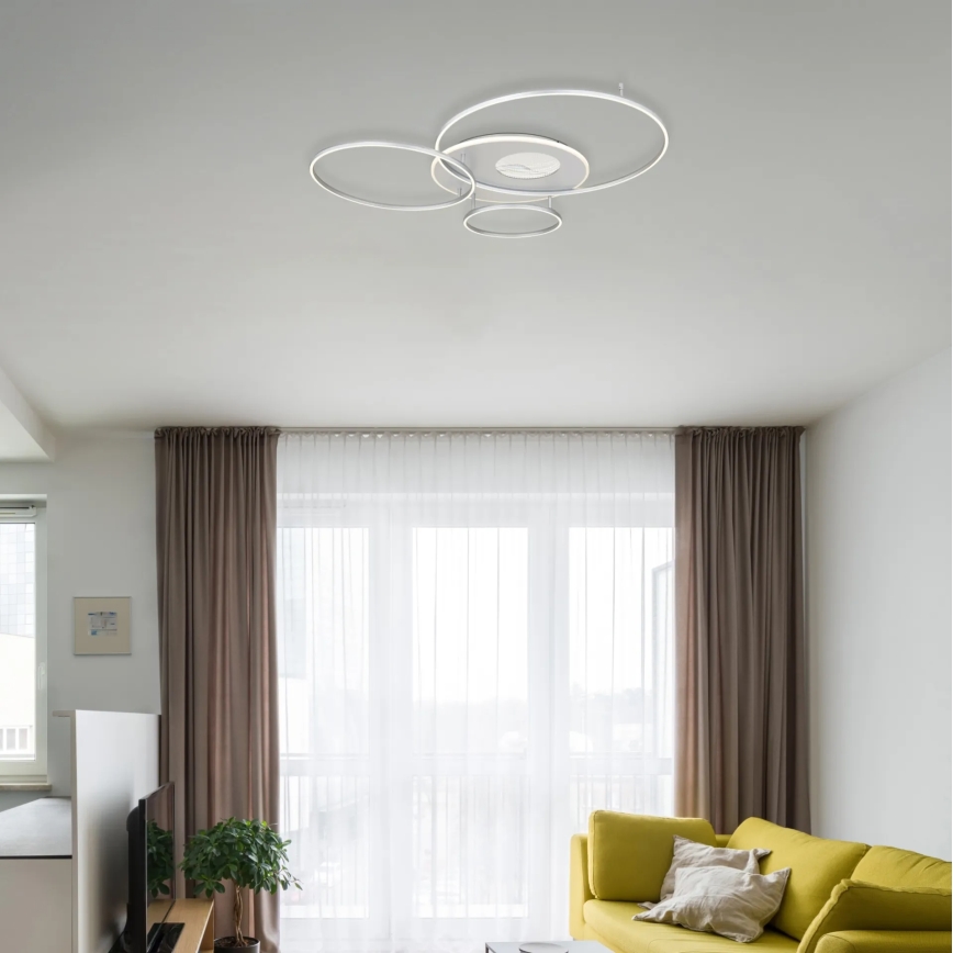 Globo - Dæmpbar LED-loftlampe LED/54W/230V 2700-6500K 90x70 cm sølv + fjernbetjening