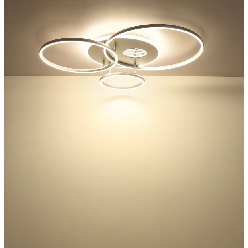 Globo - Dæmpbar LED-loftlampe LED/54W/230V 2700-6500K 90x70 cm sølv + fjernbetjening