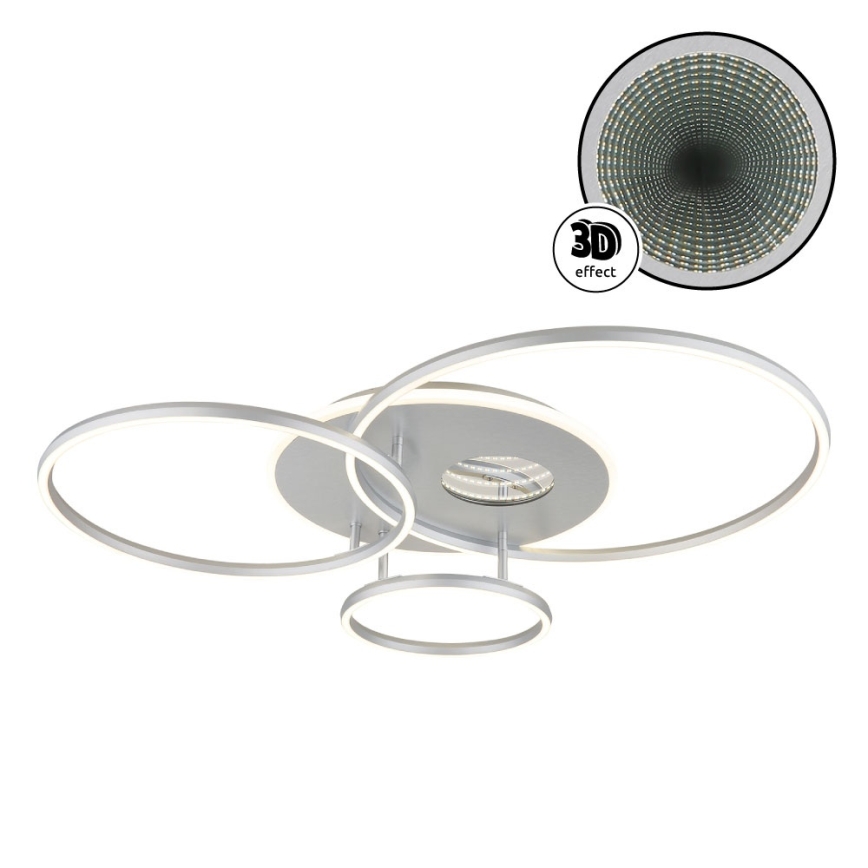 Globo - Dæmpbar LED-loftlampe LED/54W/230V 2700-6500K 90x70 cm sølv + fjernbetjening